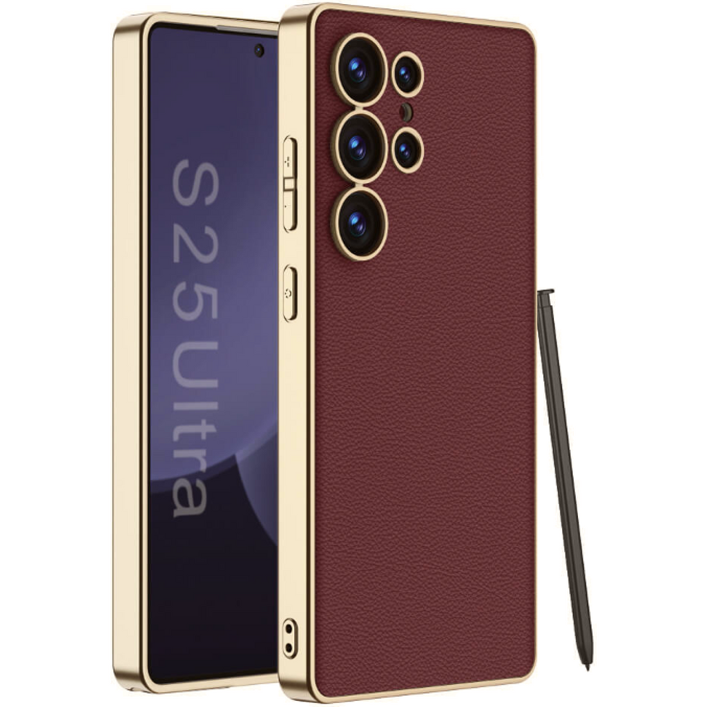 Θήκη Samsung Galaxy S25 Ultra Bodycell Plating Leather Backcover Σκληρή με TPU Bumper - Red (5206015084096)