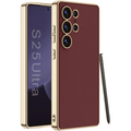 Θήκη Samsung Galaxy S25 Ultra Bodycell Plating Leather Backcover Σκληρή με TPU Bumper - Red (5206015084096)