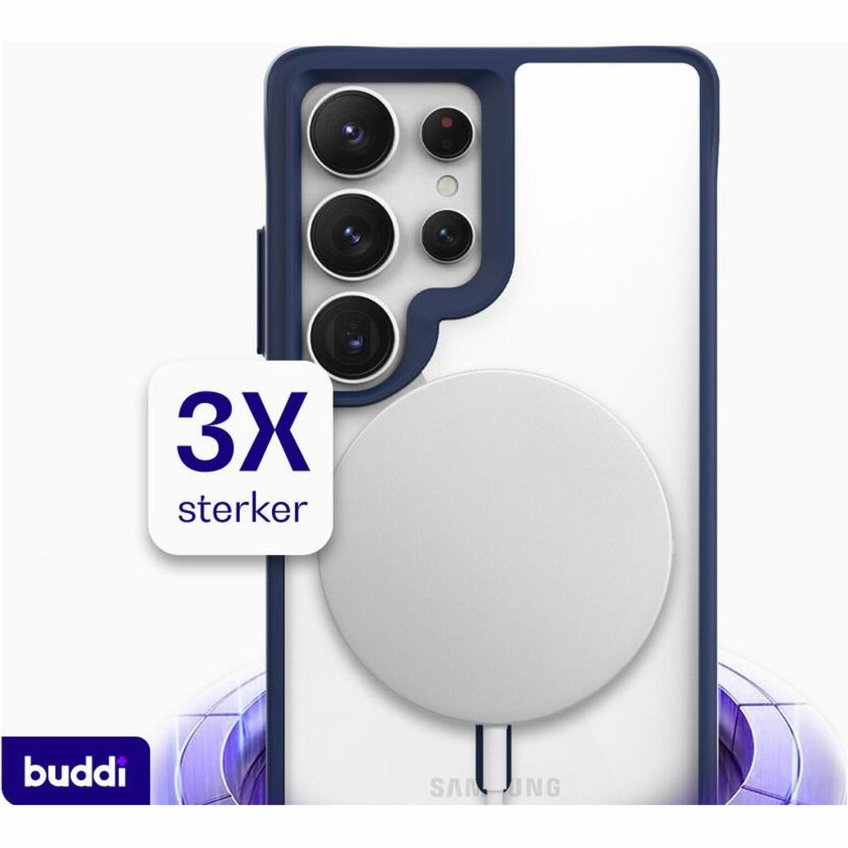 Θήκη Samsung Galaxy S25 Ultra Buddi Hybrid Σκληρή Διάφανη με MagSafe - Transparent / Blue (8719246493065)