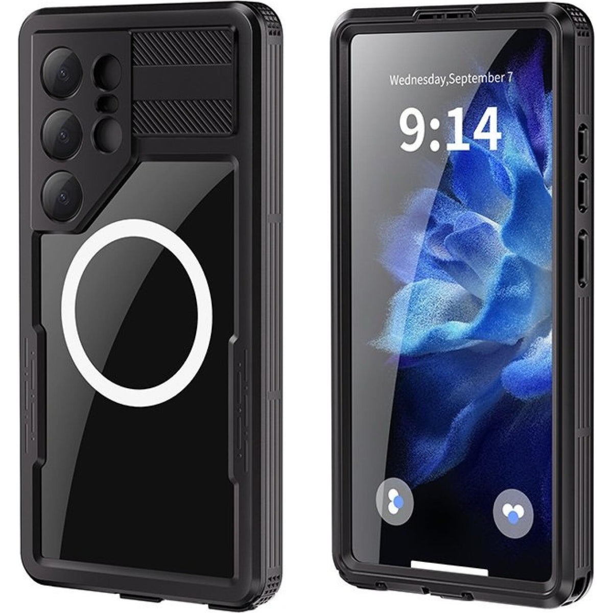 Θήκη Samsung Galaxy S25 Ultra ShellBox Αδιάβροχη Full Body 360° Διάφανη Ανθεκτική με MagSafe IP68 - Black (5949419276062)