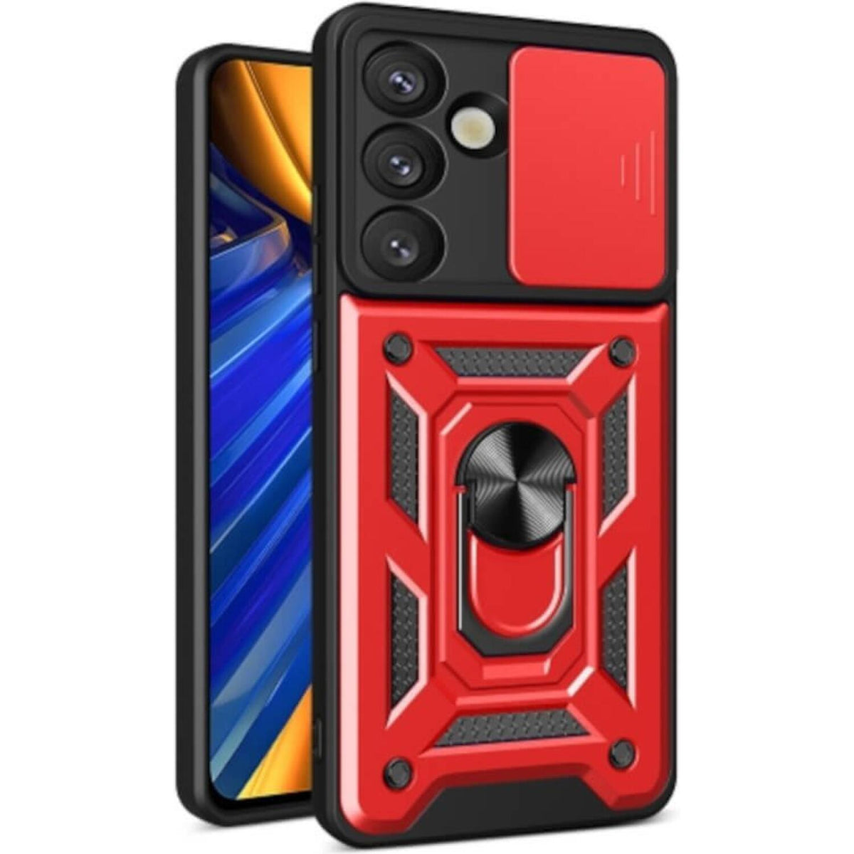 Θήκη Samsung Galaxy S26 Bodycell Armor Slide Ανθεκτική με Κάλυμμα για την Κάμερα & Μεταλλικό Ring Holder - Red (5206015086212
