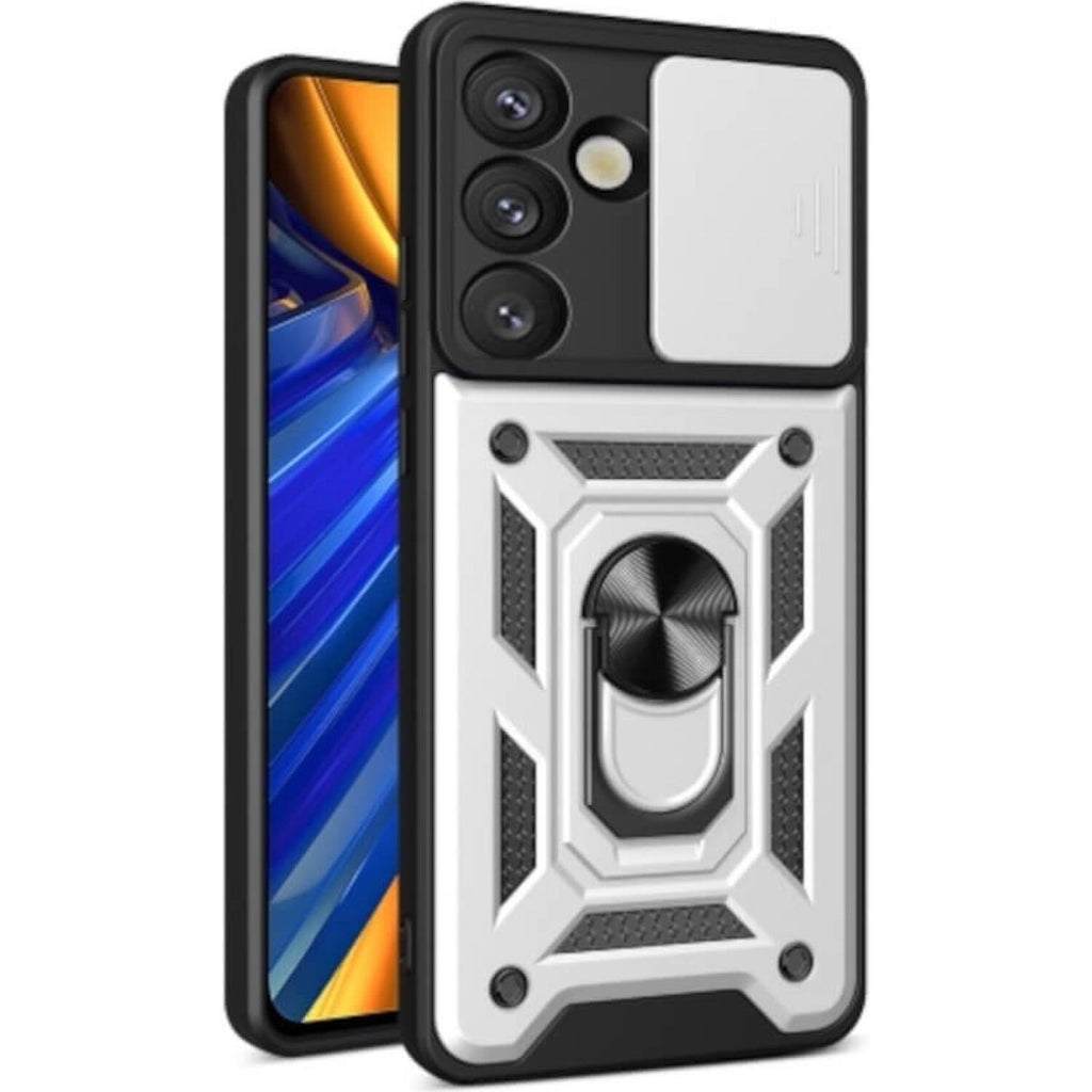 Θήκη Samsung Galaxy S26 Bodycell Armor Slide Ανθεκτική με Κάλυμμα για την Κάμερα & Μεταλλικό Ring Holder - Silver (5206015086