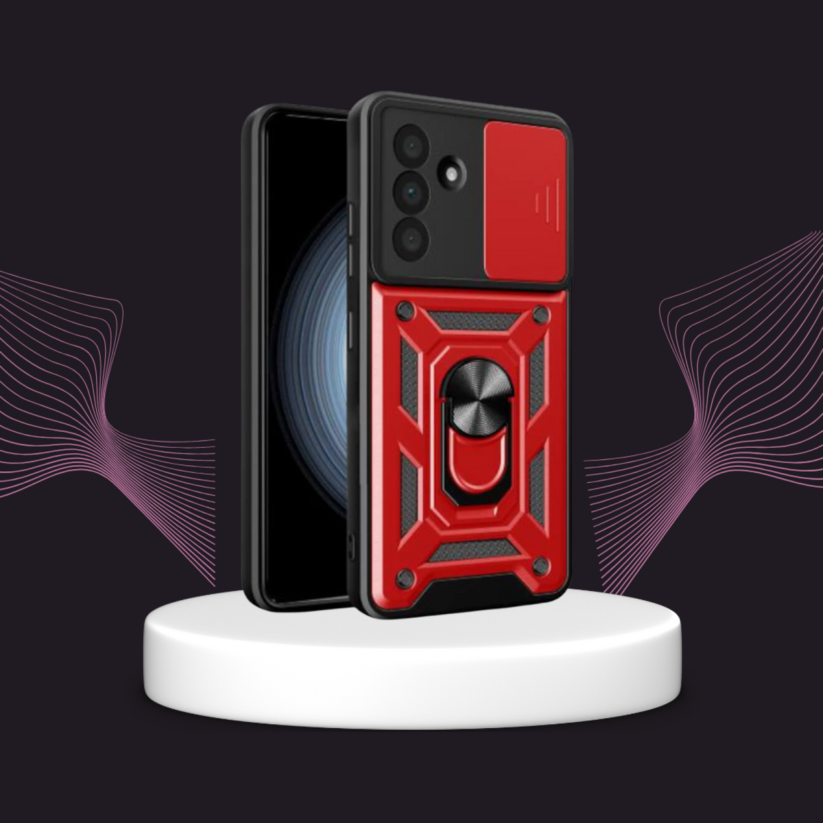 Θήκη Samsung Galaxy S26 Plus Bodycell Armor Slide Ανθεκτική με Κάλυμμα για την Κάμερα & Μεταλλικό Ring Holder - Red (52060150