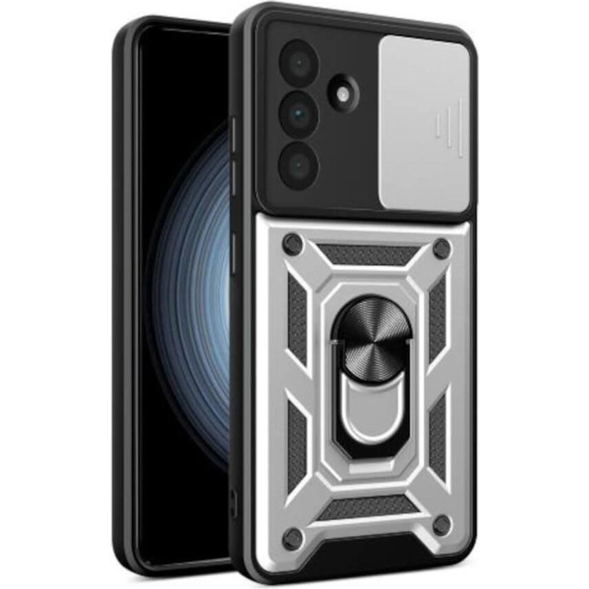 Θήκη Samsung Galaxy S26 Plus Bodycell Armor Slide Ανθεκτική με Κάλυμμα για την Κάμερα & Μεταλλικό Ring Holder - Silver (52060