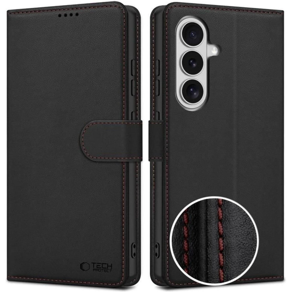 Θήκη Samsung Galaxy S26 Tech-Protect Wallet Galaxy Πορτοφόλι από Οικολογικό Δέρμα - Black / Red (5906302390403)