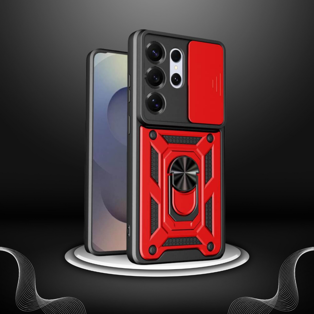Θήκη Samsung Galaxy S26 Ultra Bodycell Armor Slide Ανθεκτική με Κάλυμμα για την Κάμερα & Μεταλλικό Ring Holder - Red (5206015
