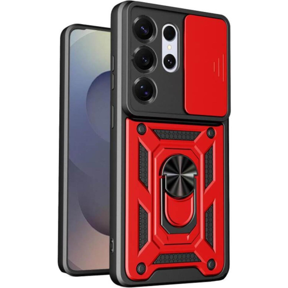 Θήκη Samsung Galaxy S26 Ultra Bodycell Armor Slide Ανθεκτική με Κάλυμμα για την Κάμερα & Μεταλλικό Ring Holder - Red (5206015