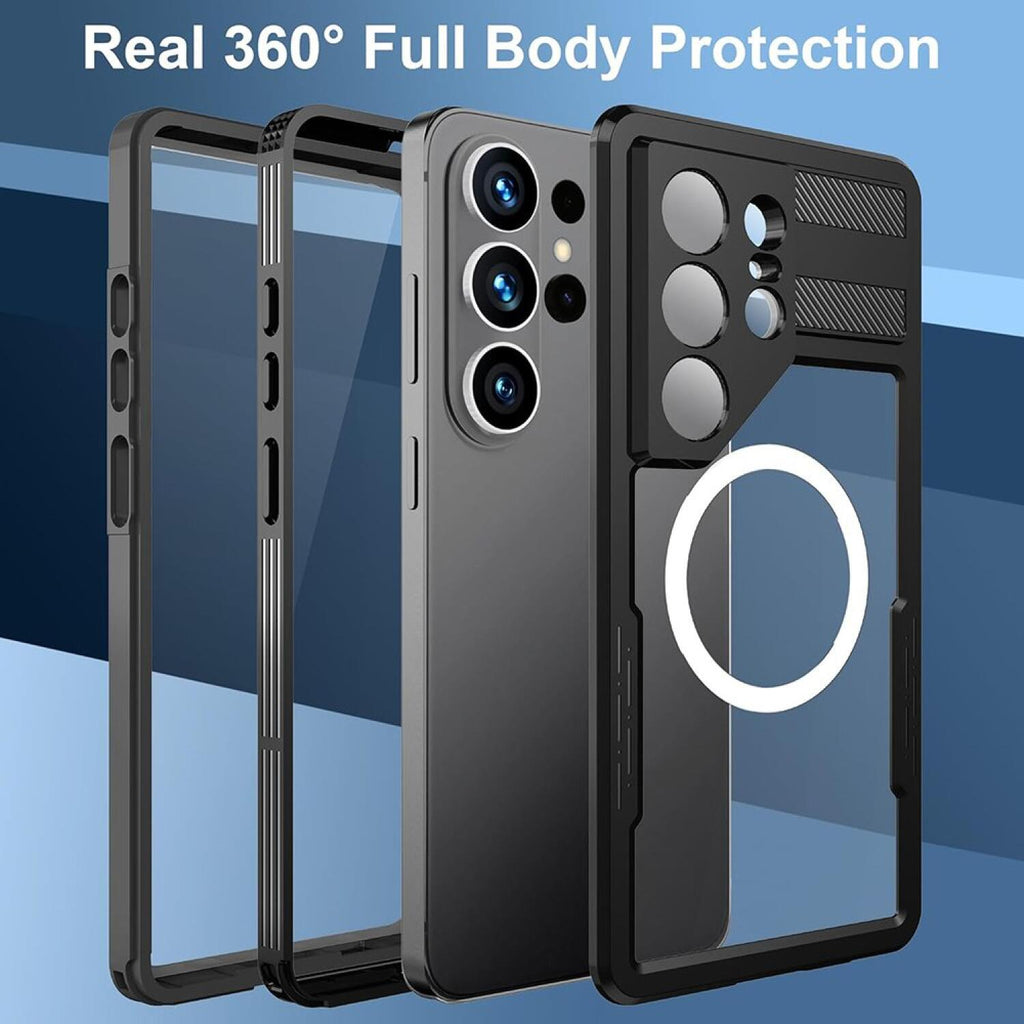 Θήκη Samsung Galaxy S26 Ultra ShellBox Αδιάβροχη Full Body 360° Διάφανη Ανθεκτική με MagSafe IP68 - Black (5949419350618)