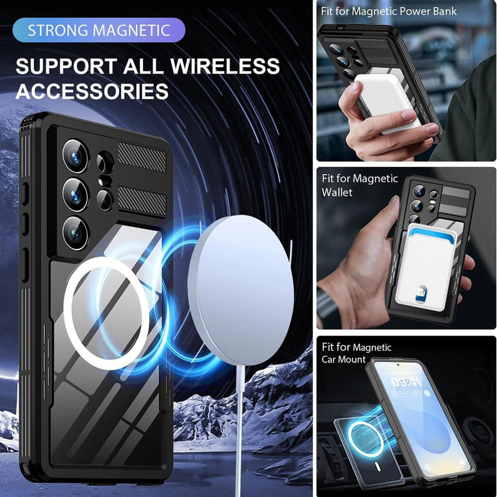 Θήκη Samsung Galaxy S26 Ultra ShellBox Αδιάβροχη Full Body 360° Διάφανη Ανθεκτική με MagSafe IP68 - Black (5949419350618)
