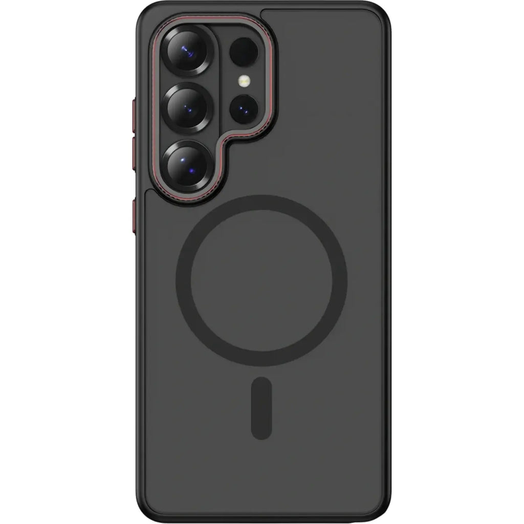 Θήκη Samsung Galaxy S26 Ultra Tech-Protect MagCam Σκληρή Ημιδιάφανη με MagSafe - Matte Black / Red (5906302390823)