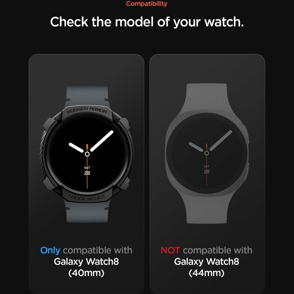 Θήκη Samsung Galaxy Watch 9 / 8 40mm Spigen Rugged Armor Ανθεκτική Σιλικόνης - Matte Black (ACS10004)