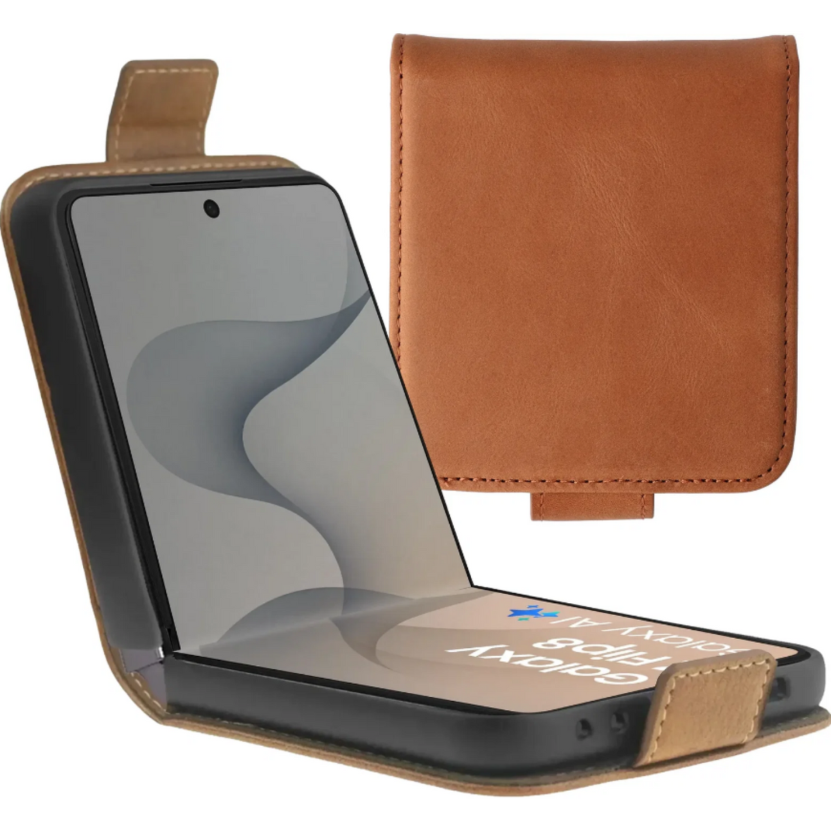 Θήκη Samsung Galaxy Z Flip8 Rosso Deluxe Δερμάτινο Πορτοφόλι - Brown (8719246608667)