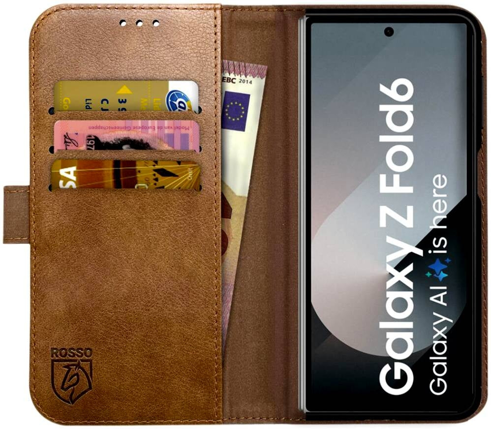 Θήκη Samsung Galaxy Z Fold6 - Rosso Deluxe Δερμάτινη Πορτοφόλι - Brown (8719246449574)