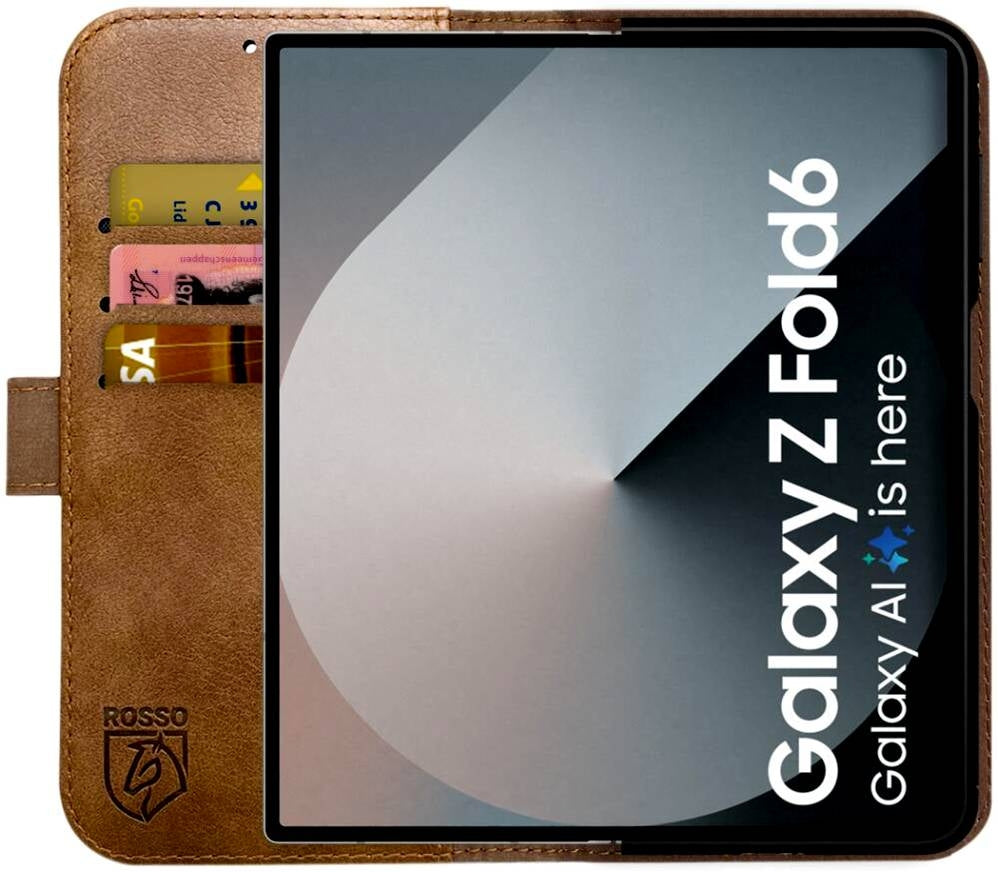 Θήκη Samsung Galaxy Z Fold6 - Rosso Deluxe Δερμάτινη Πορτοφόλι - Brown (8719246449574)