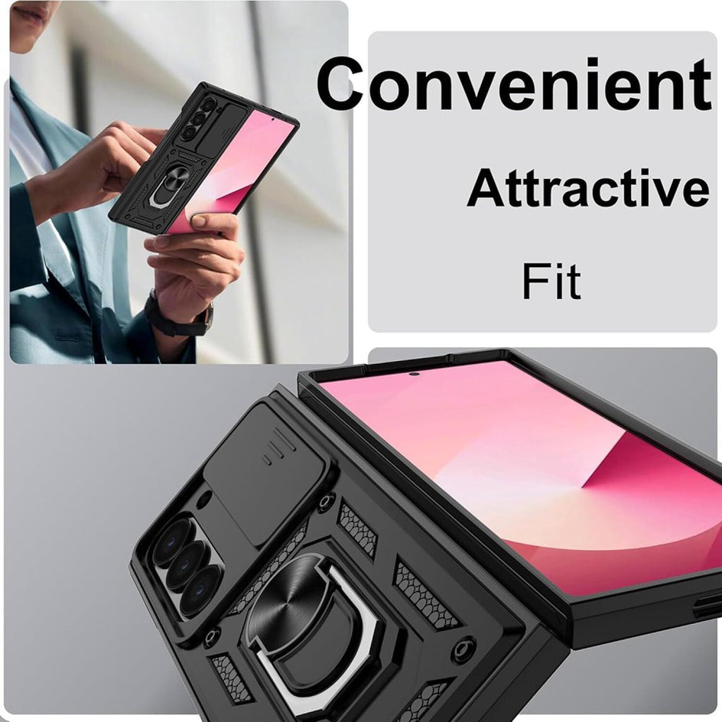 Θήκη Samsung Galaxy Z Fold6 Techsuit CamShield Ανθεκτική με Κάλυμμα για την Κάμερα & Μεταλλικό Ring Holder - Black (594941910