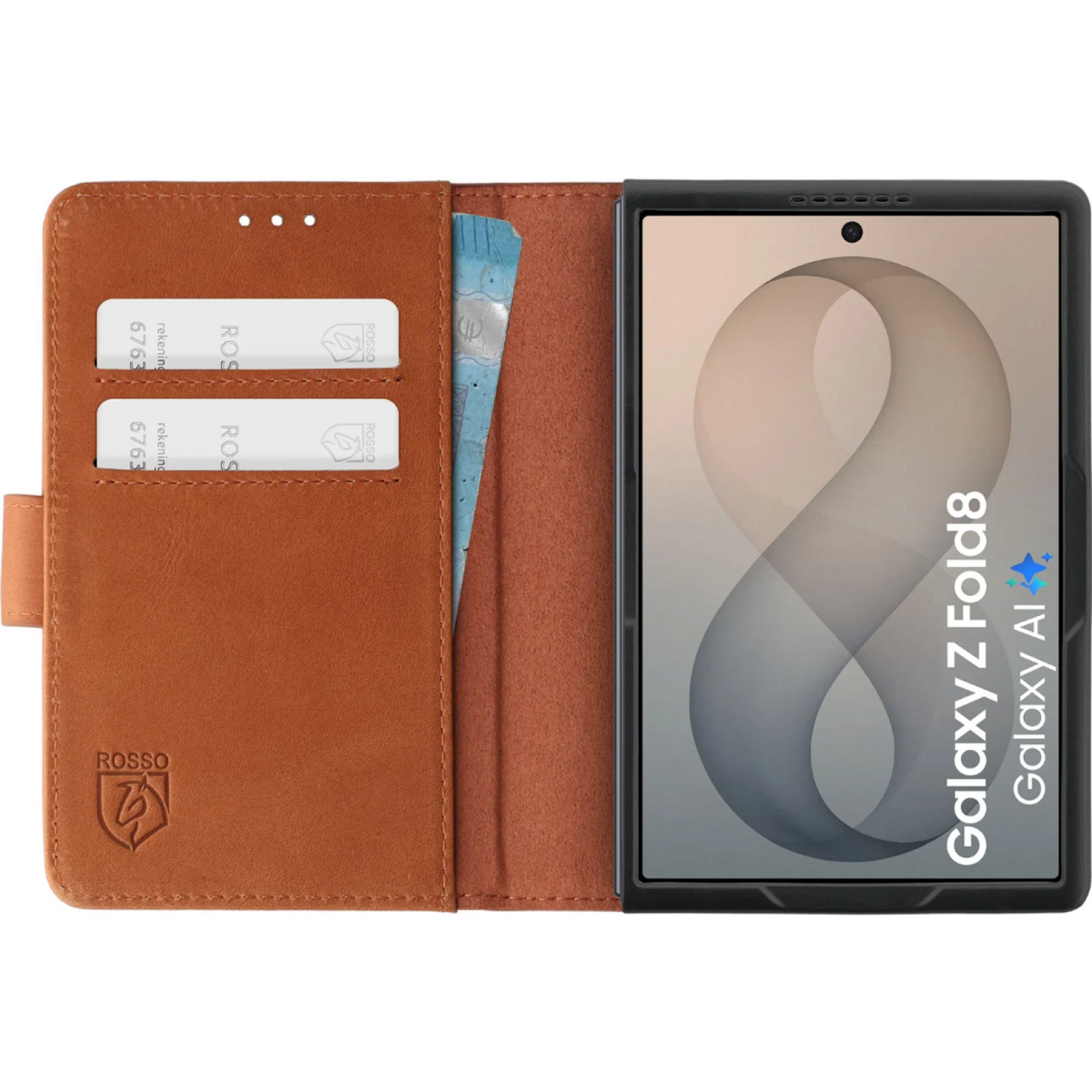Θήκη Samsung Galaxy Z Fold8 Rosso Deluxe Δερμάτινο Πορτοφόλι - Brown (8719246608704)