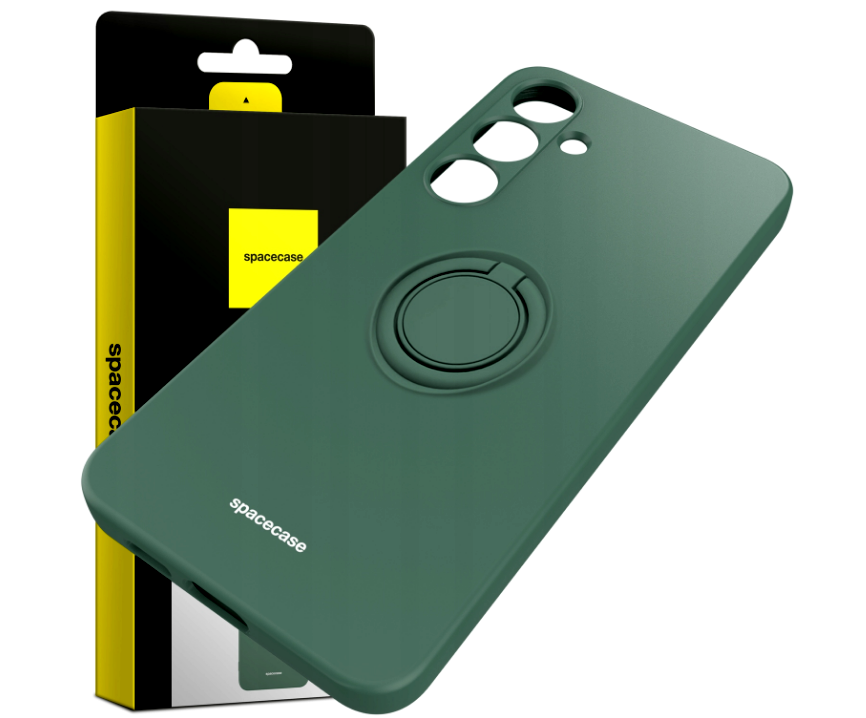 Θήκη Σιλικόνης με Μεταλλικό Μαγνητικό Ring Holder - Samsung Galaxy S24 Plus - Spacecase Silicone Ring - Dark Green (590571910
