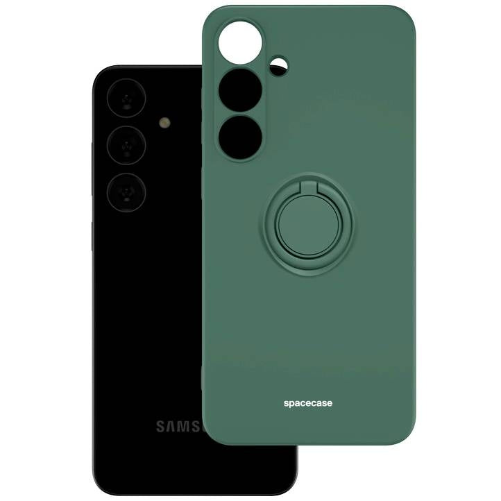 Θήκη Σιλικόνης με Μεταλλικό Μαγνητικό Ring Holder - Samsung Galaxy S24 Plus - Spacecase Silicone Ring - Dark Green (590571910