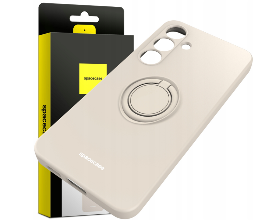 Θήκη Σιλικόνης με Μεταλλικό Μαγνητικό Ring Holder - Samsung Galaxy S24 - Spacecase Silicone Ring - Bone (5905719106713)