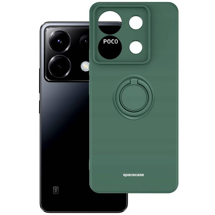 Θήκη Σιλικόνης με Μεταλλικό Μαγνητικό Ring Holder - Xiaomi Redmi Note 13 Pro 5G / Poco X6 - Spacecase Silicone Ring - Dark Gr