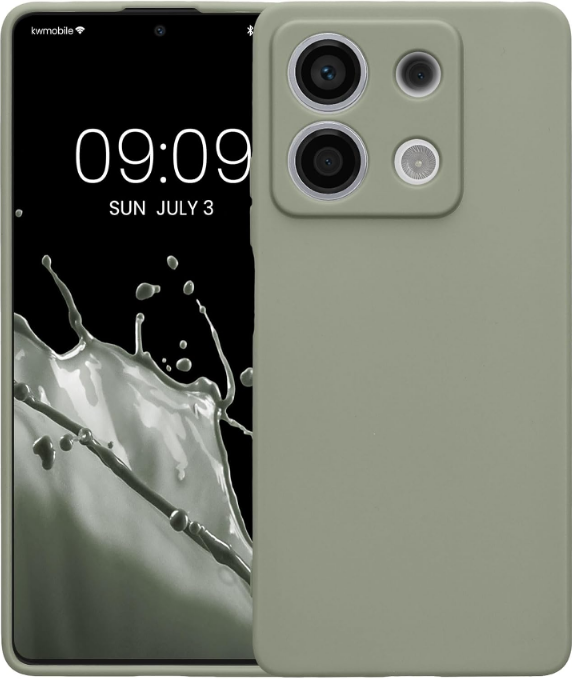 Θήκη Σιλικόνης με Πλαίσιο Κάμερας - Xiaomi Redmi Note 13 5G - KWmobile TPU Case with Camera Lens Protector - Gray Green (KWM0