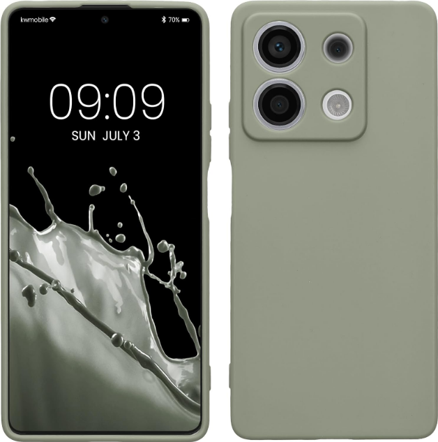 Θήκη Σιλικόνης με Πλαίσιο Κάμερας - Xiaomi Redmi Note 13 5G - KWmobile TPU Case with Camera Lens Protector - Gray Green (KWM0