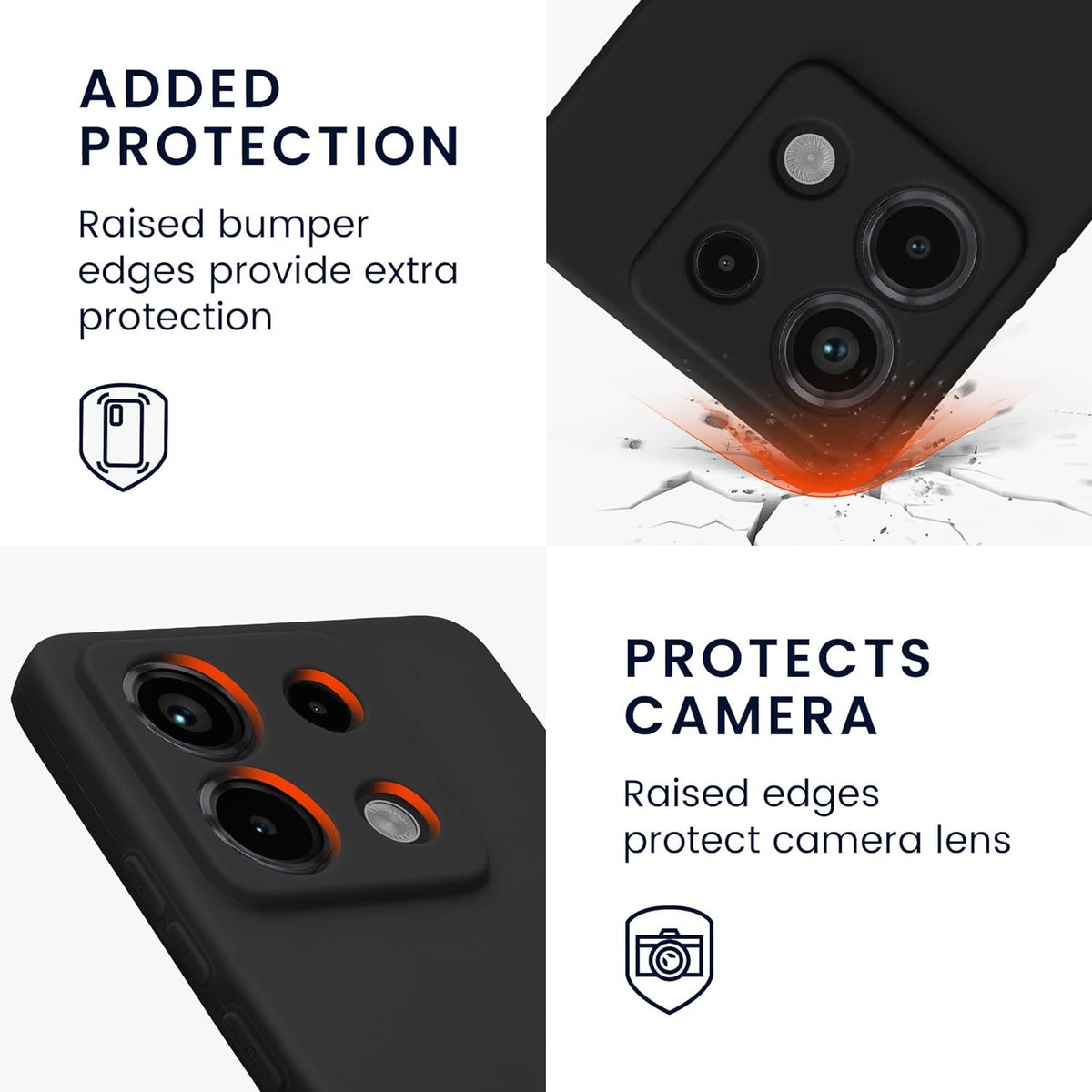 Θήκη Σιλικόνης με Πλαίσιο Κάμερας - Xiaomi Redmi Note 13 Pro 5G / Poco X6 - KWmobile TPU Case with Camera Lens Protector - Bl
