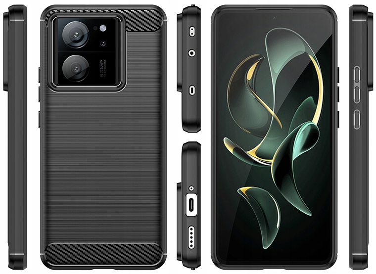 Spacecase Carbon - Θήκη Σιλικόνης - Xiaomi 13T / 13T Pro - Black (5905719105198)