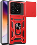 Θήκη Xiaomi 14T Pro Bodycell Armor Slide Ανθεκτική με Κάλυμμα για την Κάμερα & Μεταλλικό Ring Holder - Red (5206015080234)