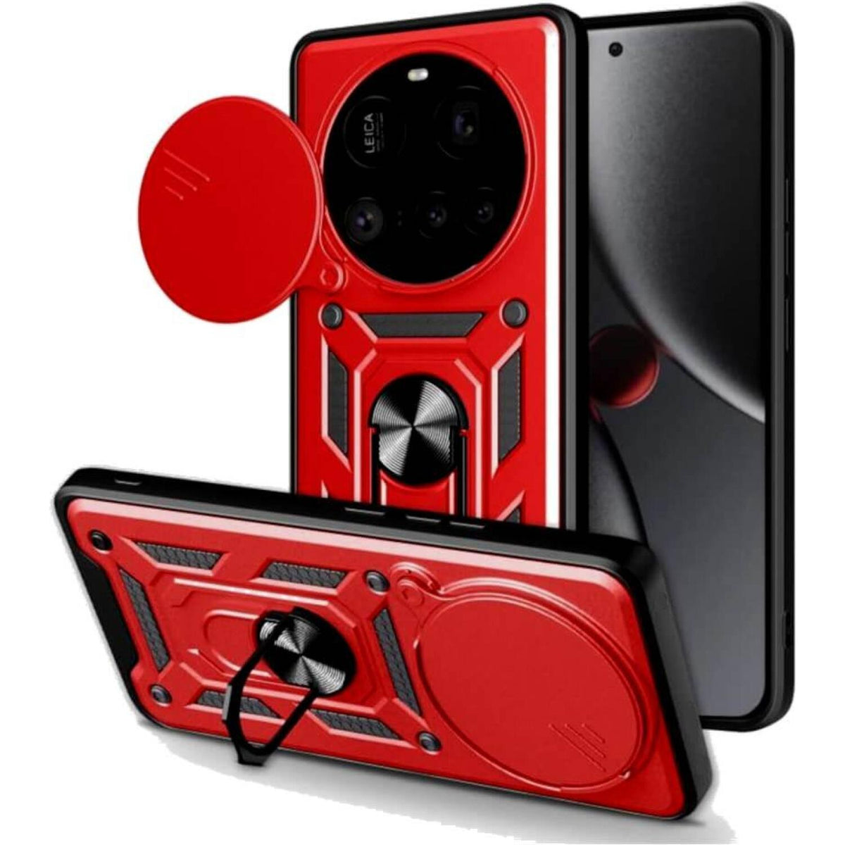 Θήκη Xiaomi 15 Ultra Bodycell Armor Slide Ανθεκτική με Κάλυμμα για την Κάμερα & Μεταλλικό Ring Holder - Red (5206015082696)
