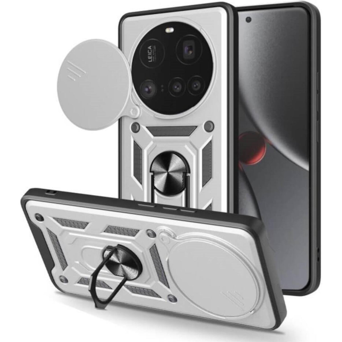 Θήκη Xiaomi 15 Ultra Bodycell Armor Slide Ανθεκτική με Κάλυμμα για την Κάμερα & Μεταλλικό Ring Holder - Silver (5206015082702