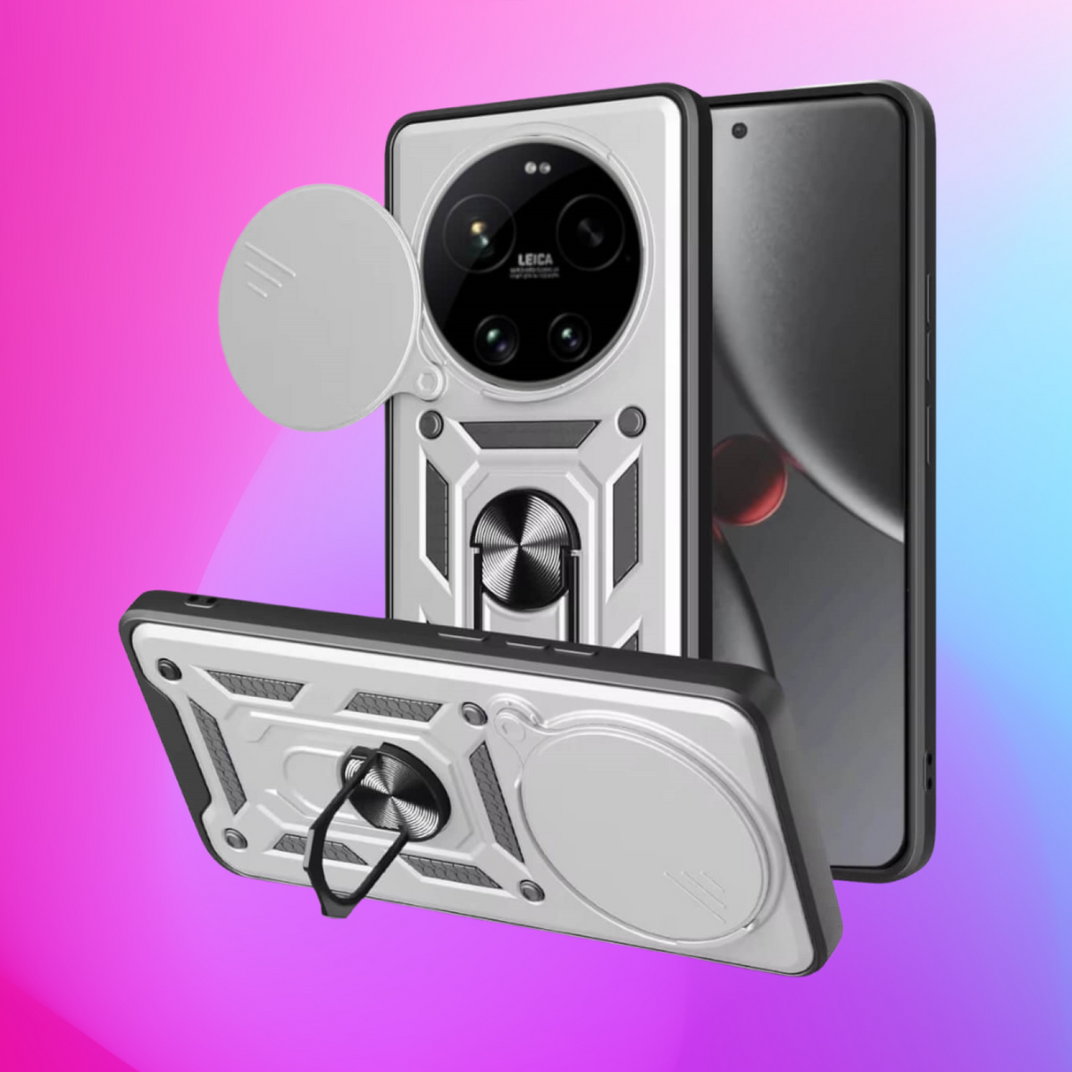 Θήκη Xiaomi 17 Ultra Bodycell Armor Slide Ανθεκτική με Κάλυμμα για την Κάμερα & Μεταλλικό Ring Holder - Silver (5206015086311