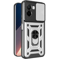 Θήκη Xiaomi Poco M7 4G Bodycell Armor Slide Ανθεκτική με Κάλυμμα για την Κάμερα & Μεταλλικό Ring Holder - Silver (52060150844