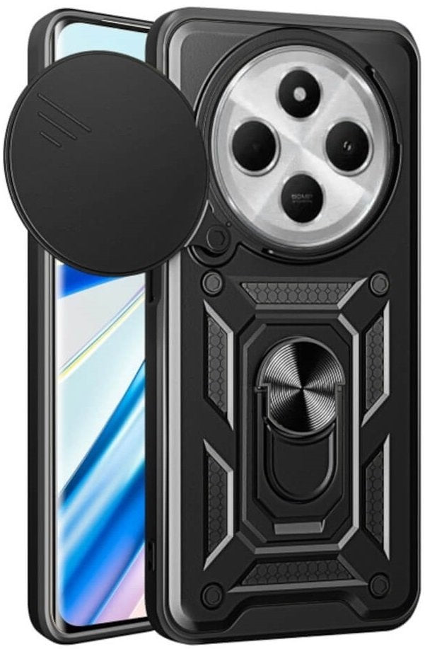 Θήκη Xiaomi Redmi 14C / Poco C75 Bodycell Armor Slide Ανθεκτική με Κάλυμμα για την Κάμερα & Μεταλλικό Ring Holder - Black (52