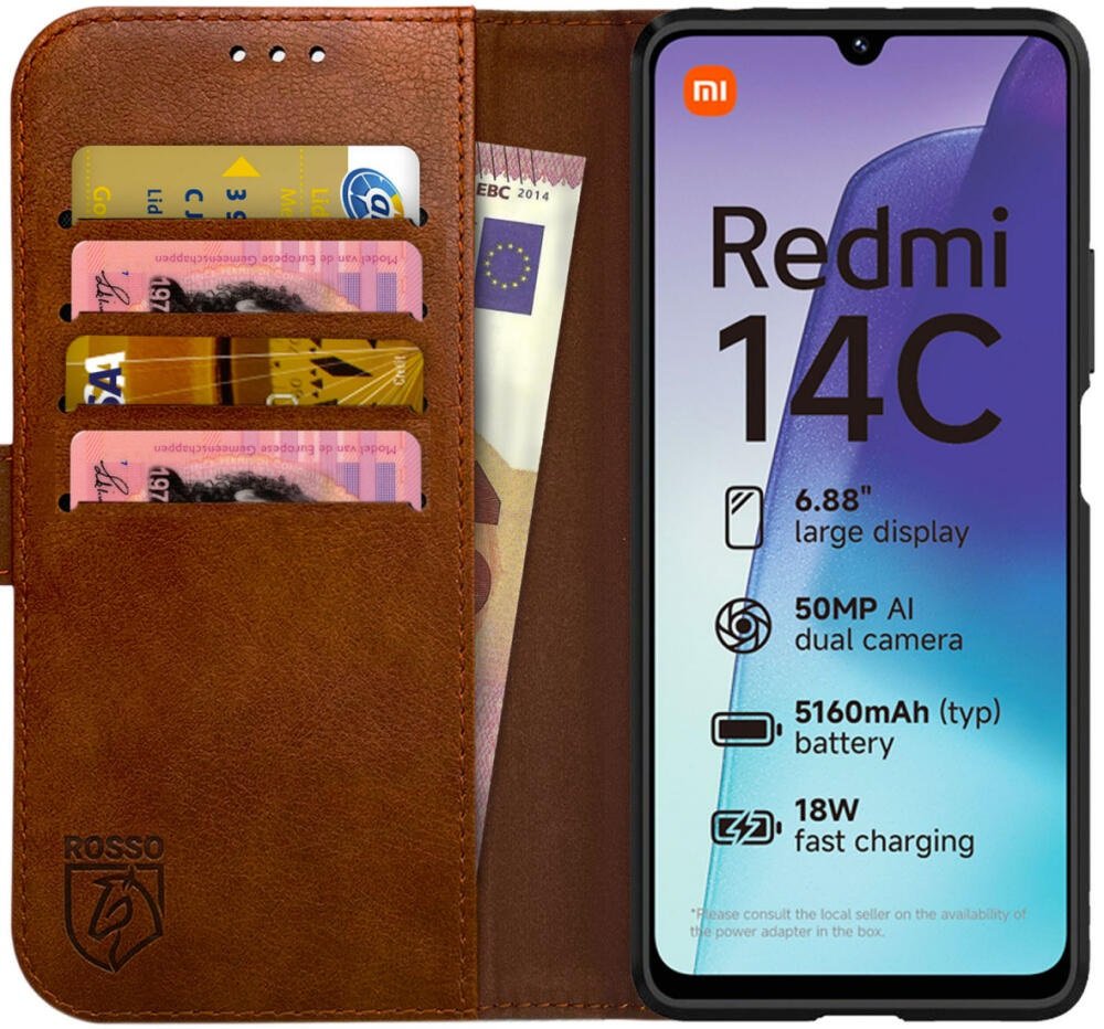 Θήκη Xiaomi Redmi 14C / Poco C75 Rosso Element PU Πορτοφόλι - Brown (8719246465741)