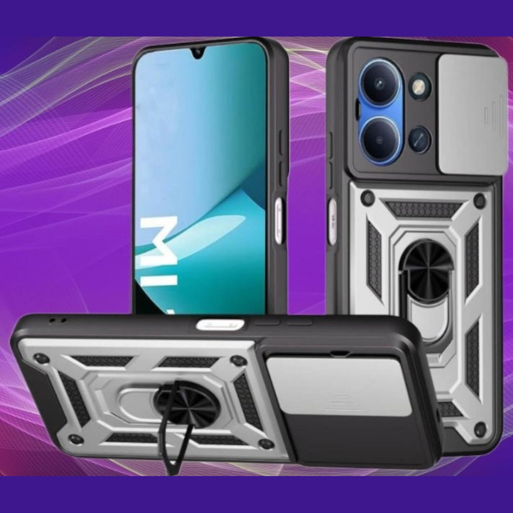 Θήκη Xiaomi Redmi 15C 5G / Poco C85 5G Bodycell Armor Slide Ανθεκτική με Κάλυμμα για την Κάμερα & Μεταλλικό Ring Holder - Sil