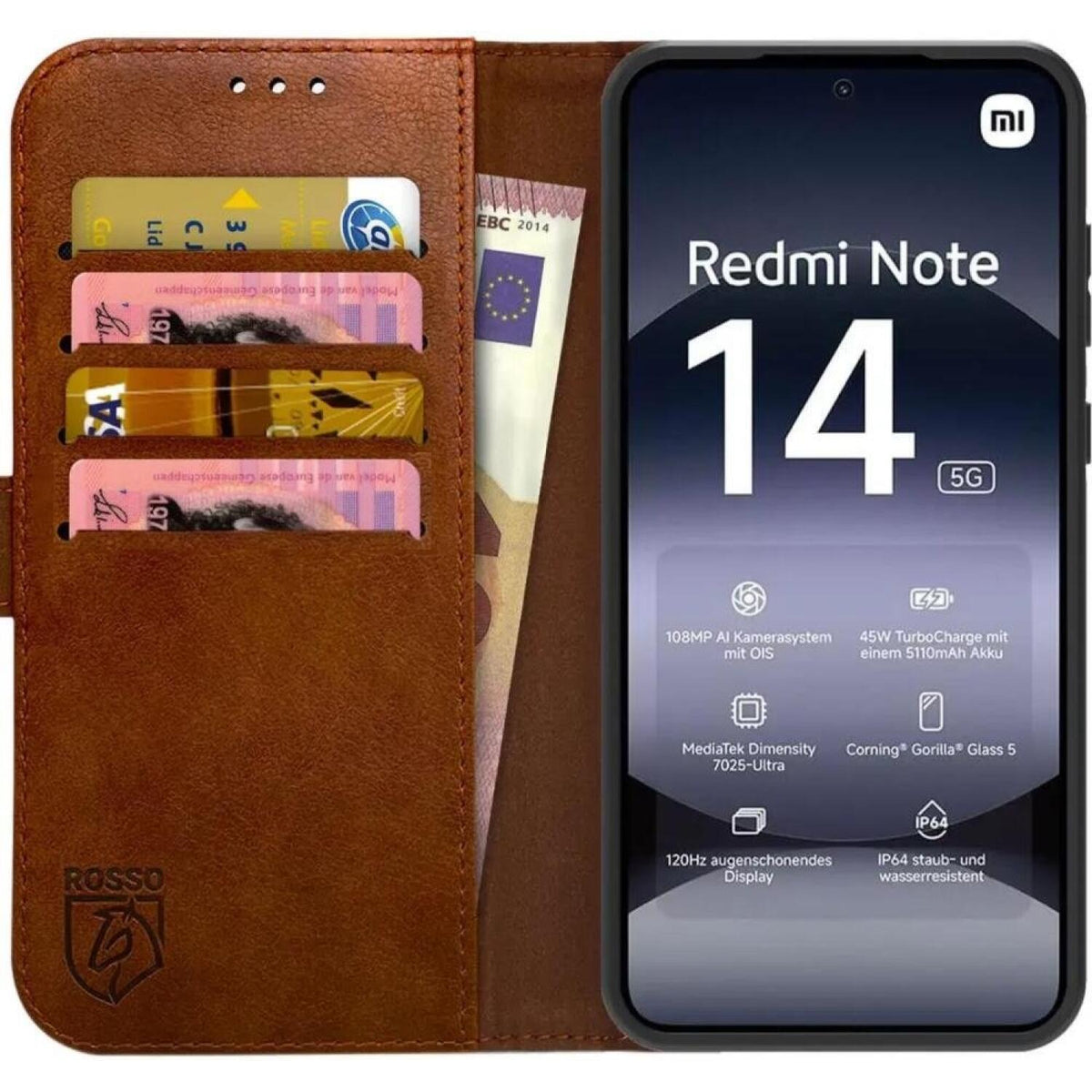 Θήκη Xiaomi Redmi Note 14 5G Rosso Element PU Πορτοφόλι - Brown (8719246476235)