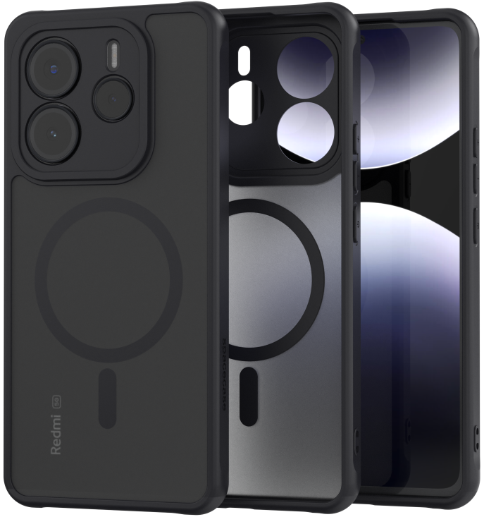Θήκη Xiaomi Redmi Note 14 5G Spacecase Hybrid MagSafe Σκληρή Ημιδιάφανη με MagSafe - Black (5905719117078)