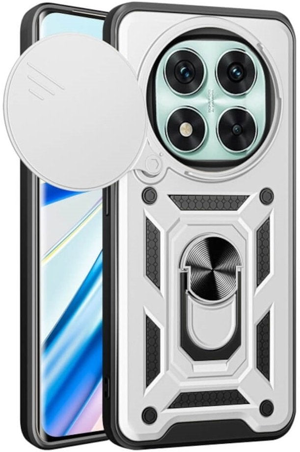 Θήκη Xiaomi Redmi Note 14 Pro 4G Bodycell Armor Slide Ανθεκτική με Κάλυμμα για την Κάμερα & Μεταλλικό Ring Holder - Silver (5