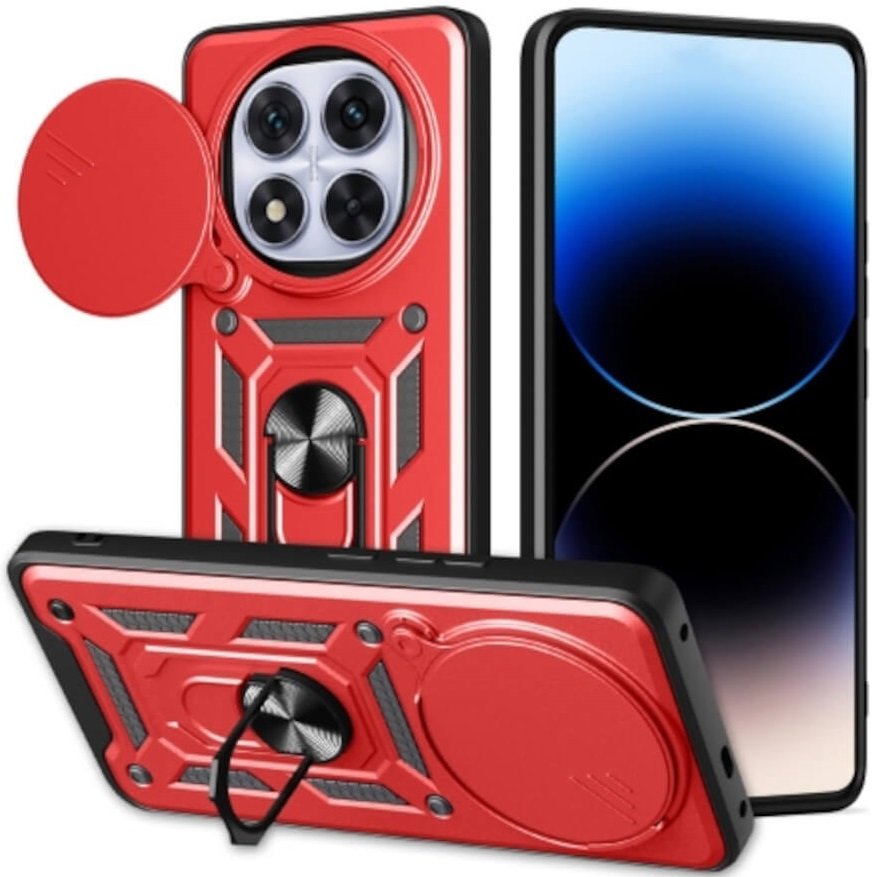 Θήκη Xiaomi Redmi Note 14 Pro Plus 5G Bodycell Armor Slide Ανθεκτική με Κάλυμμα για την Κάμερα & Μεταλλικό Ring Holder - Red 