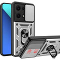 Θήκη Xiaomi Redmi Note 14S Bodycell Armor Slide Ανθεκτική με Κάλυμμα για την Κάμερα & Μεταλλικό Ring Holder - Silver (5206015