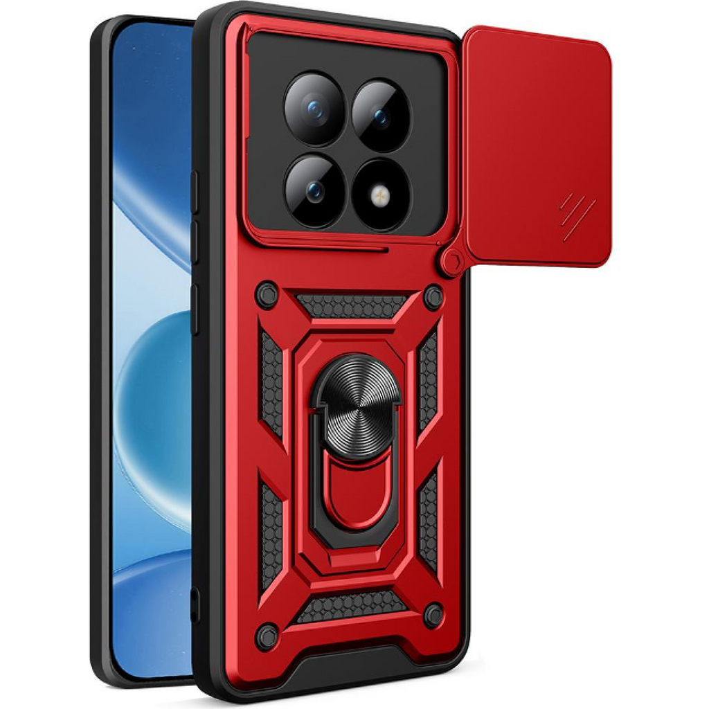Θήκη Xiaomi Redmi Note 15 / Poco M8 Bodycell Armor Slide Ανθεκτική με Κάλυμμα για την Κάμερα & Μεταλλικό Ring Holder - Red (5