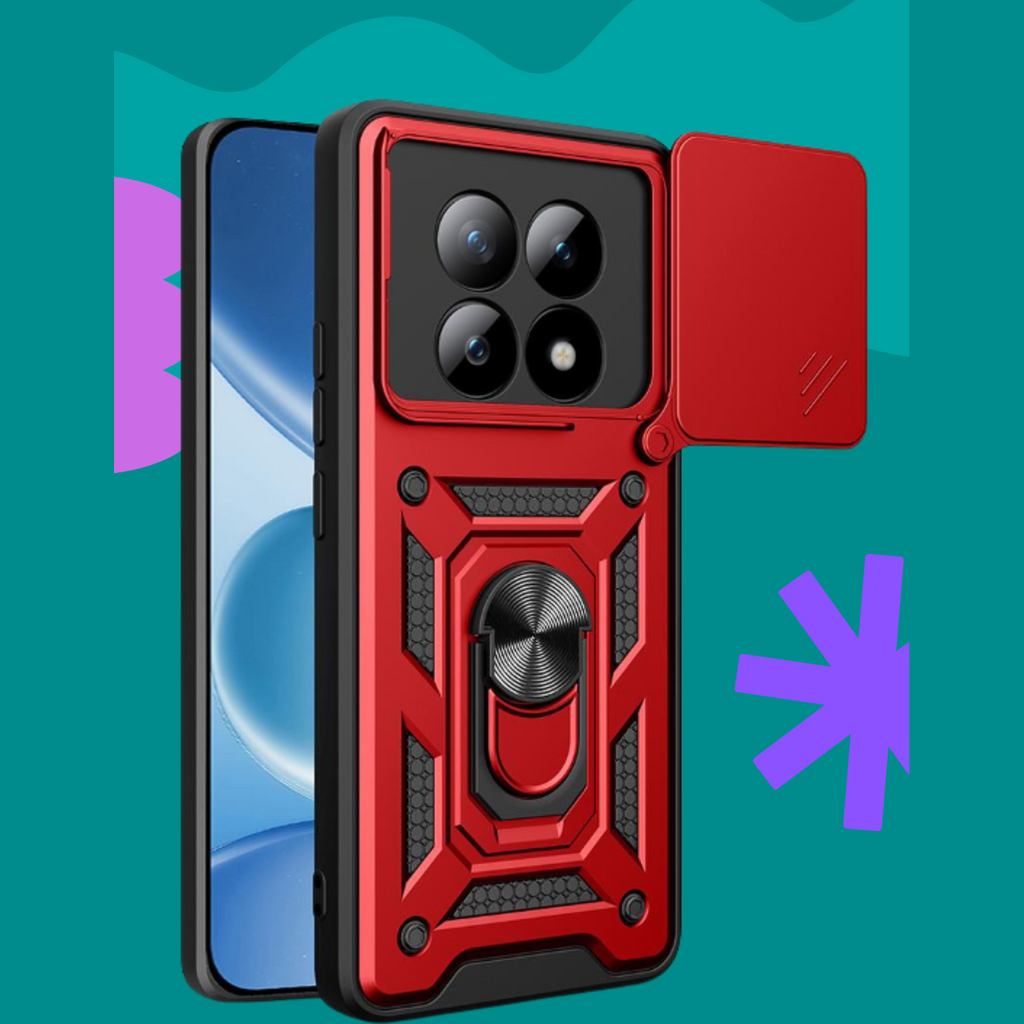 Θήκη Xiaomi Redmi Note 15 / Poco M8 Bodycell Armor Slide Ανθεκτική με Κάλυμμα για την Κάμερα & Μεταλλικό Ring Holder - Red (5