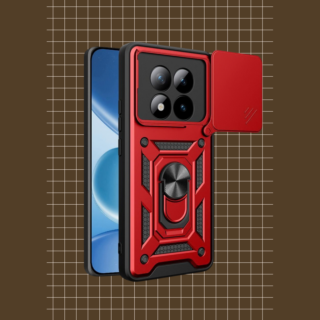 Θήκη Xiaomi Redmi Note 15 Pro 4G Bodycell Armor Slide Ανθεκτική με Κάλυμμα για την Κάμερα & Μεταλλικό Ring Holder - Red (5206