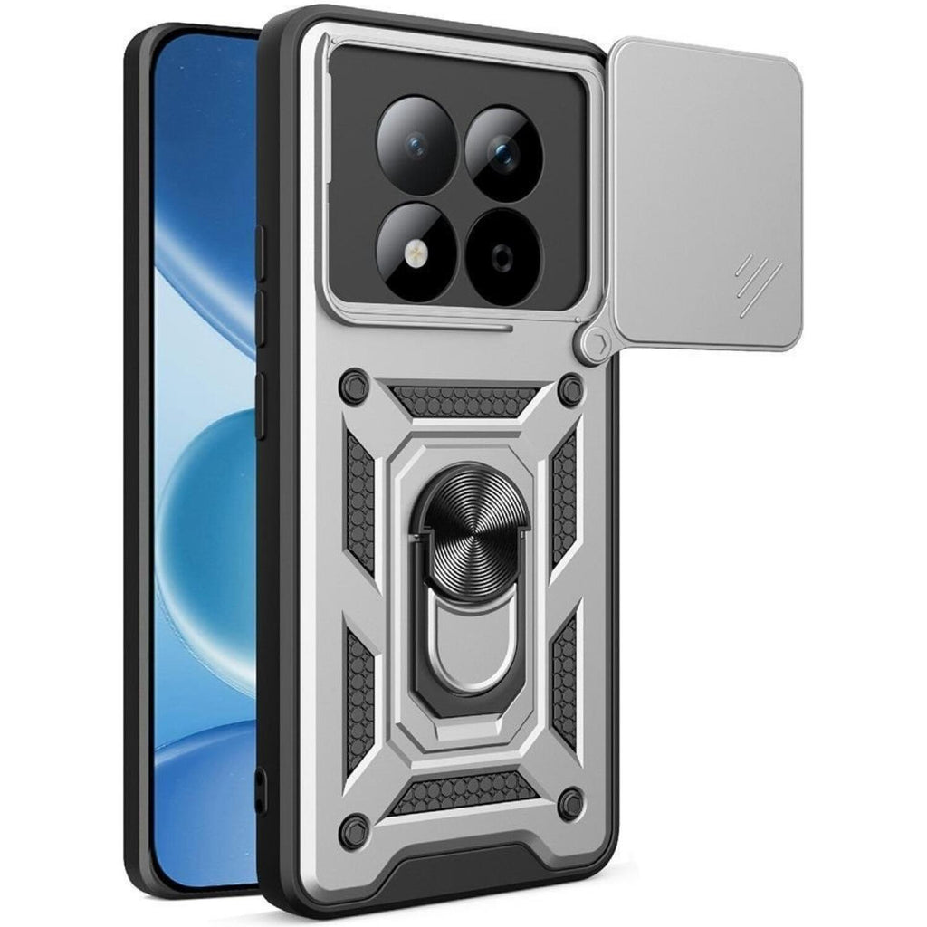 Θήκη Xiaomi Redmi Note 15 Pro 4G Bodycell Armor Slide Ανθεκτική με Κάλυμμα για την Κάμερα & Μεταλλικό Ring Holder - Silver (5