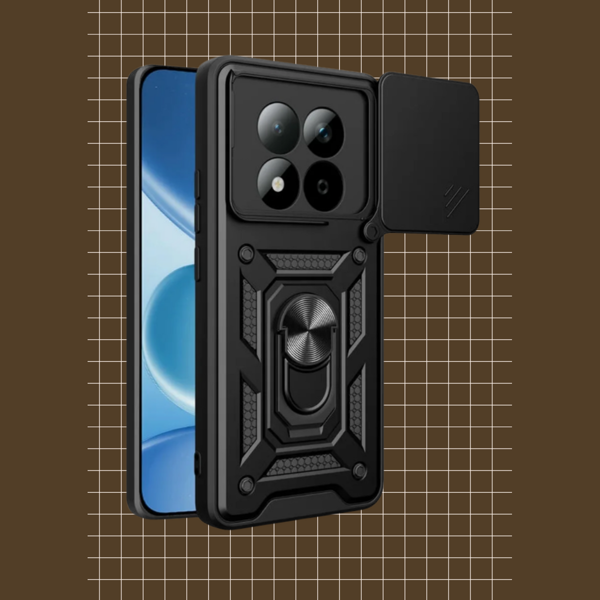 Θήκη Xiaomi Redmi Note 15 Pro 5G Bodycell Armor Slide Ανθεκτική με Κάλυμμα για την Κάμερα & Μεταλλικό Ring Holder - Black (52