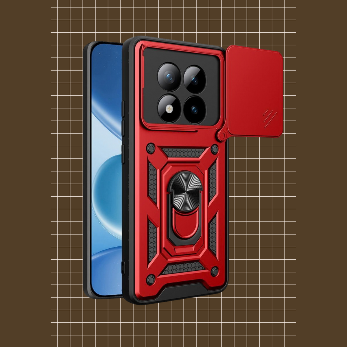 Θήκη Xiaomi Redmi Note 15 Pro 5G Bodycell Armor Slide Ανθεκτική με Κάλυμμα για την Κάμερα & Μεταλλικό Ring Holder - Red (5206