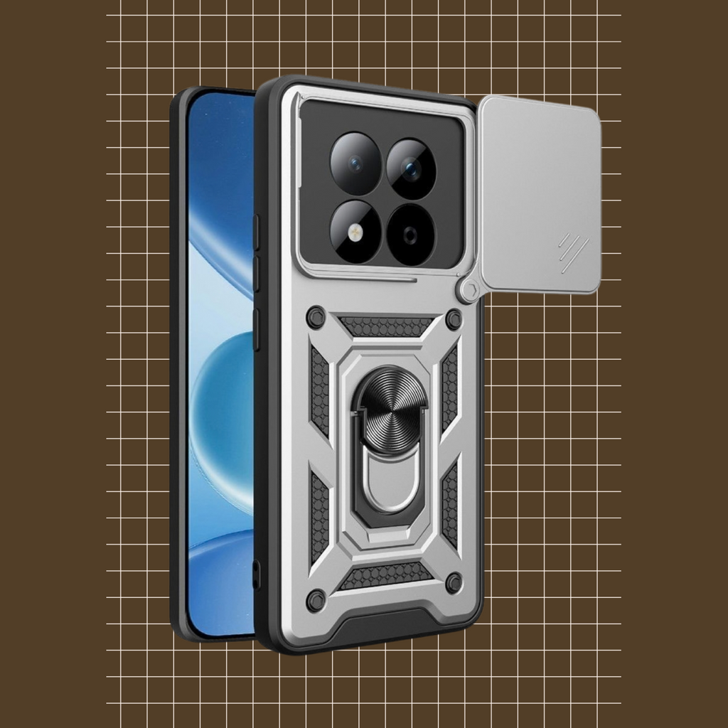 Θήκη Xiaomi Redmi Note 15 Pro 5G Bodycell Armor Slide Ανθεκτική με Κάλυμμα για την Κάμερα & Μεταλλικό Ring Holder - Silver (5