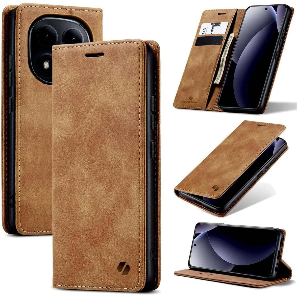 Θήκη Xiaomi Redmi Note 15 Pro Plus / Poco M8 Pro Spacecase Wallet Πορτοφόλι - Light Brown (5905719139100)