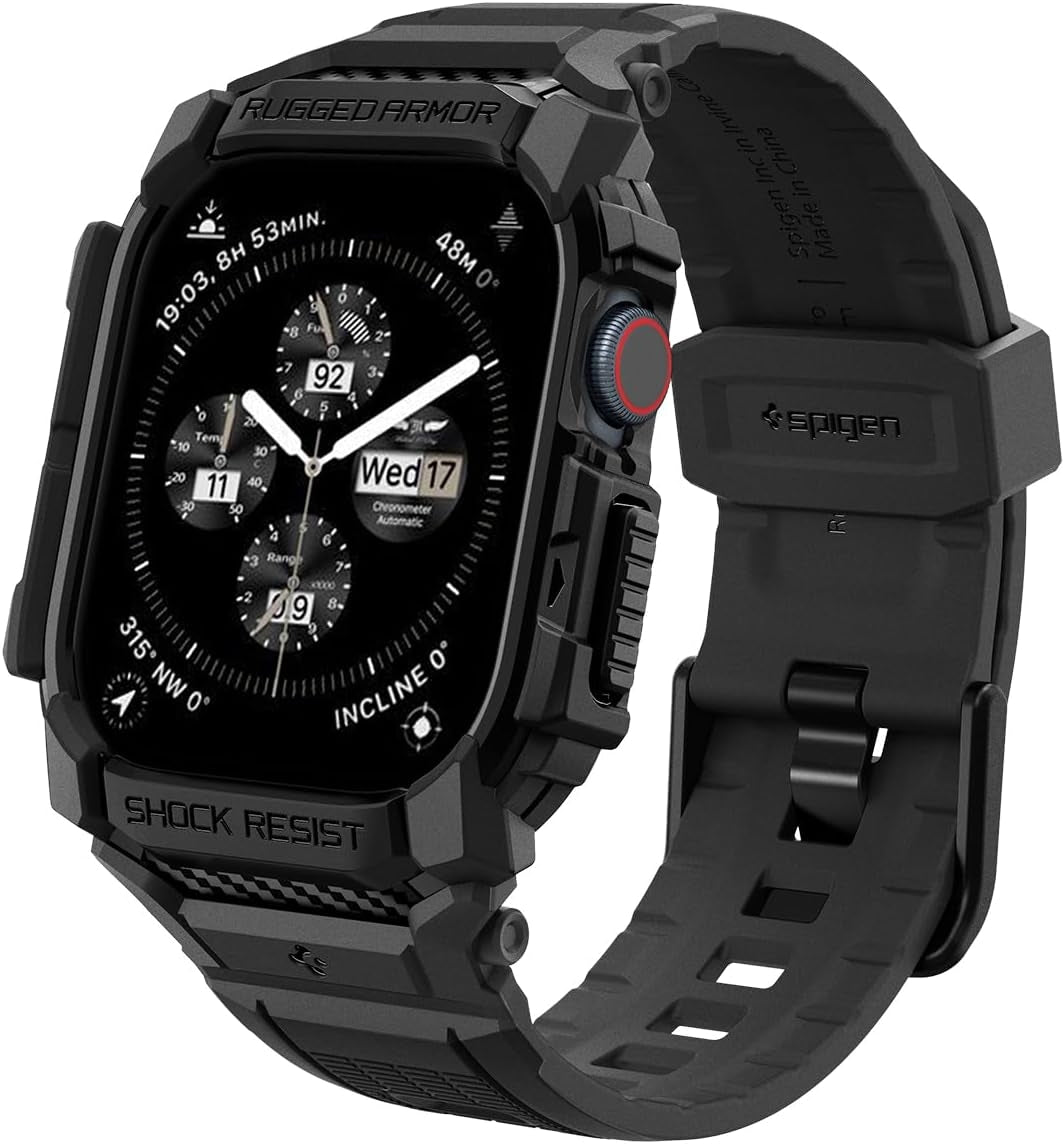Unibody Θήκη Σιλικόνης - Apple Watch 11 / 10 42mm - Spigen Rugged Armor Pro - Matte Black (ACS08591)
